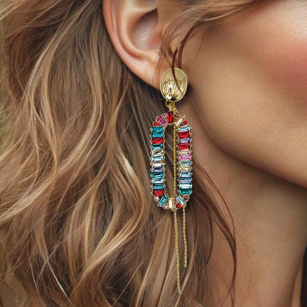 Colorful Oval Earrings | Gold