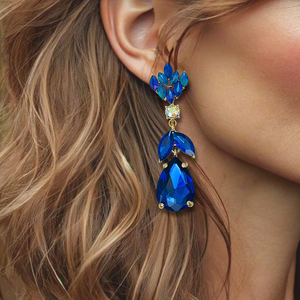 Peacock Pruple Blue Earrings | Gold