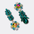 Green Blue Flower Earrings | Gold