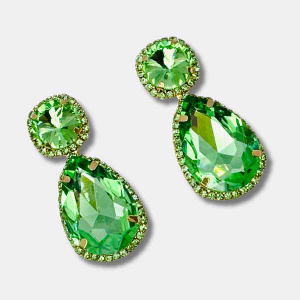 Light Green Strass Earrings | Gold