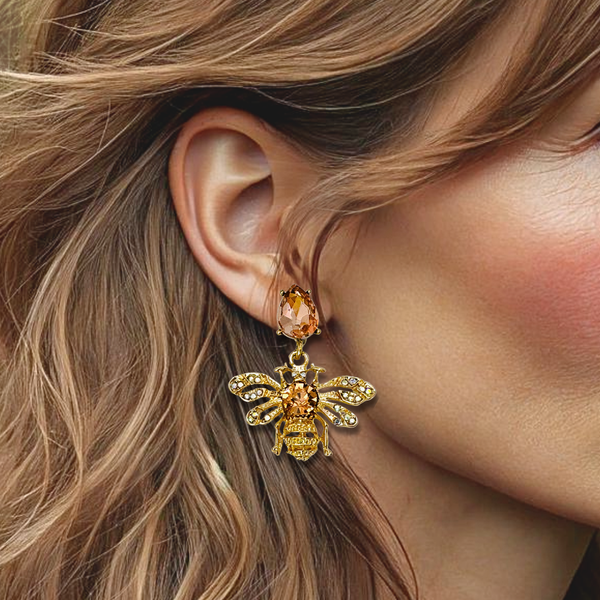 Strass Bee Earrings | Gold