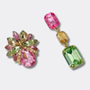 Fuchsia Flower Beads Earrings | Gold