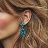 Aqua Blue Crystal Earrings | Gold