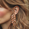 Peach Leaf Crystal Earrings | Gold