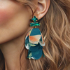 Green Mesh Earrings | Gold