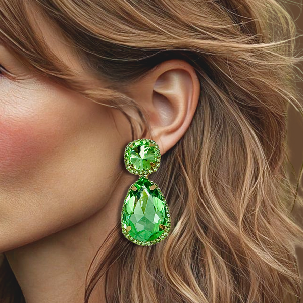 Light Green Strass Earrings | Gold