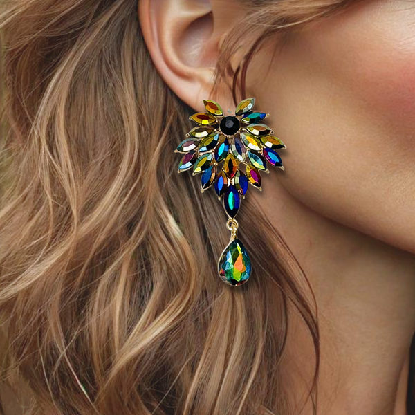 Crystal Peacock Earrings | Gold