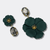 Grey Crystal Flower Earrings | Gold