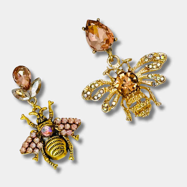 Strass Bee Earrings | Gold