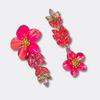 Shiny Pink Flower Earrings | Gold