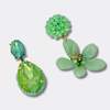 Green Flower Earrings | Gold