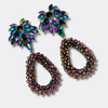 Purple Green Peacock Earrings | Gold