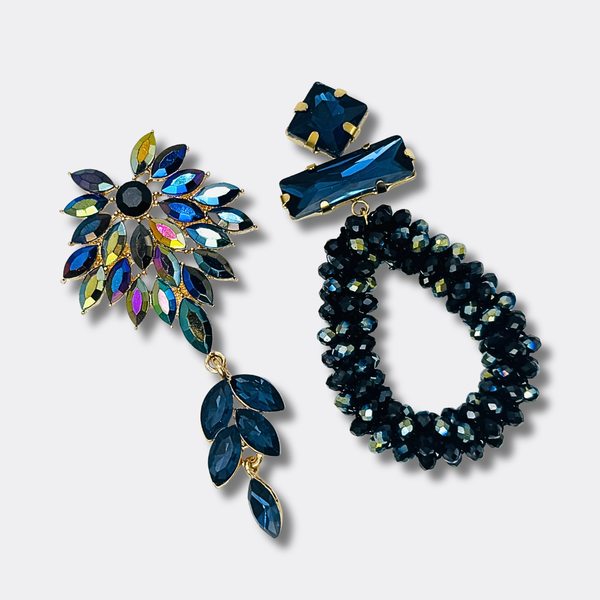 Peacock Blue Earrings | Gold