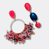 Fuchsia Flower Beads Earrings | Gold