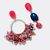 Fuchsia Flower Beads Earrings | Gold