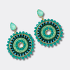 Green Circle Earrings | Gold