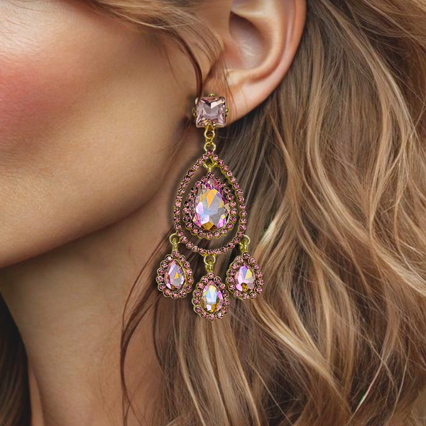 Pink AB Earrings | Gold