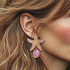 Pink AB Starfish Earrings | Gold