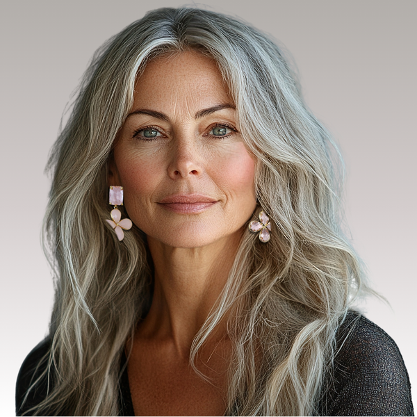 Pink Opal Flower Earrings | Gold