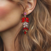 Pink & Red Leafs Earrings | Gold