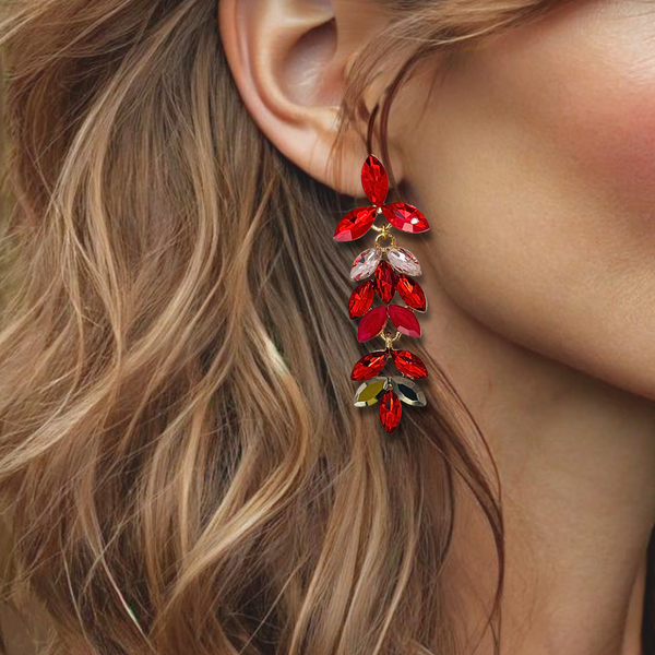 Pink & Red Leafs Earrings | Gold