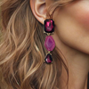Purple Agate Crystal Earrings | Gold