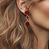 Red Crystal & Agate Earrings | Gold
