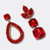 Red Strass Drop Earrings | Gold