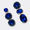 Royal Blue Crystal Earrings | Gold
