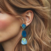 Champage Cat Eye Agate Earrings | Gold