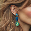 Champage Cat Eye Agate Earrings | Gold