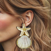 White Cockle Starfish Earrings | Gold