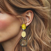 Yellow Jade Leopard Earrings | Silver