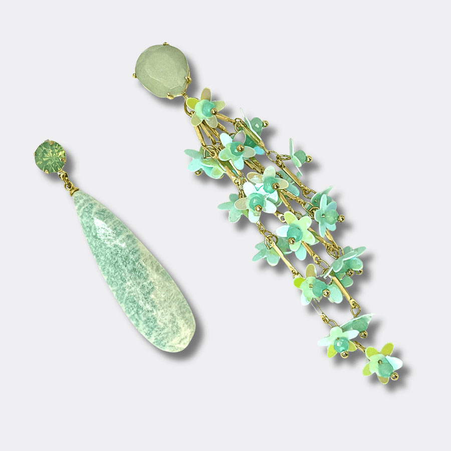Amazonite Mint Flowers II Earrings | Gold - Muze Earrings