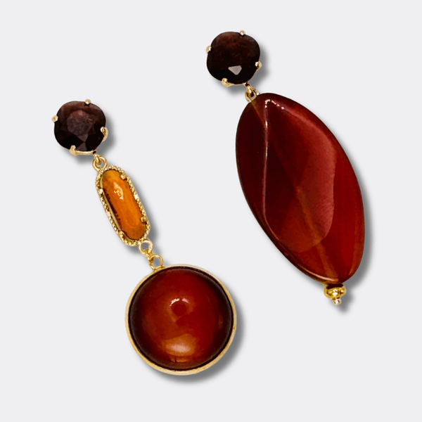 Amber Carnelian Crystal Earrings | Gold - Muze Earrings
