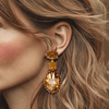 Apricot Stripe Agate Earrings | Gold - Muze Earrings