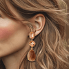 Apricot Stripe Agate II Earrings | Gold - Muze Earrings