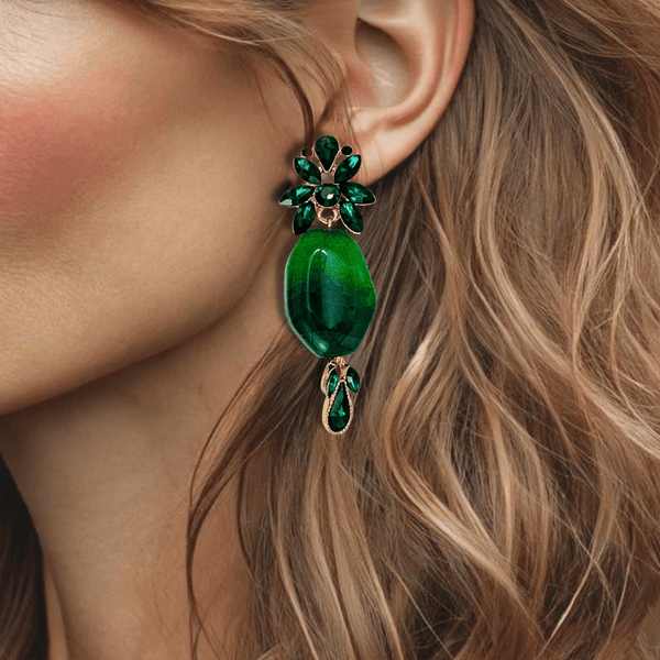 Aventurine Crystal Earrings | Gold - Muze Earrings