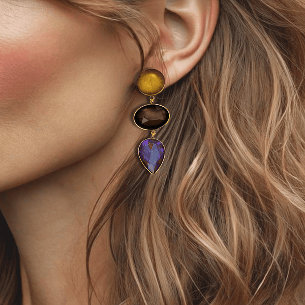 Beige Lilac Earrings | Gold - Muze Earrings