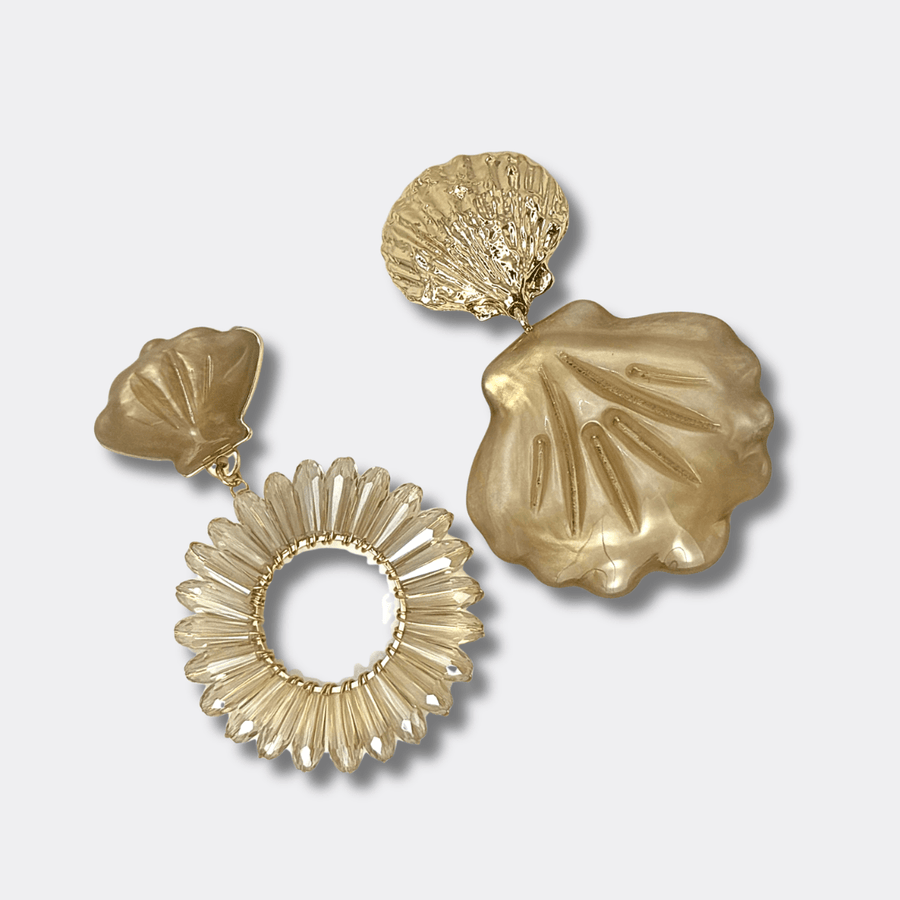 Beige Shell Earrings | Gold - Muze Earrings