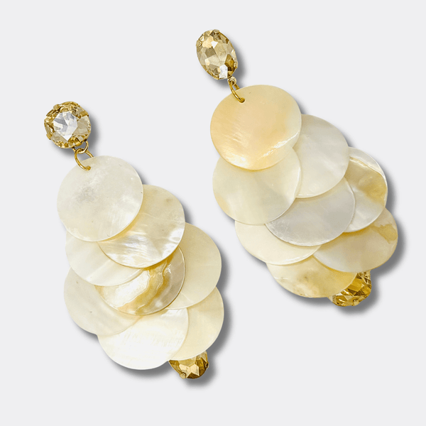 Beige Shell Earrings | Gold - Muze Earrings