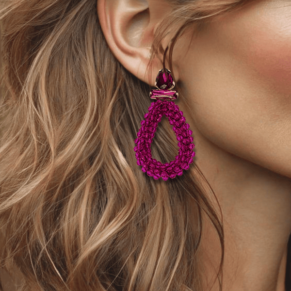 Big Fuchsia Earrings | Gold - Muze Earrings