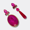 Big Fuchsia Stripe Agate Earrings | Gold - Muze Earrings