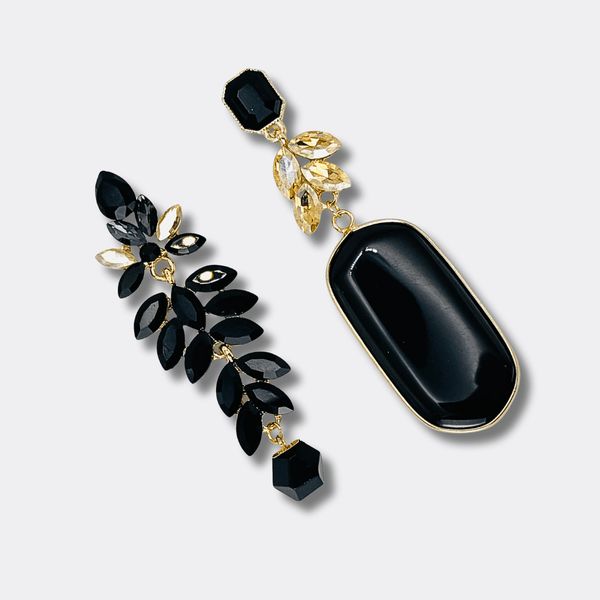 Black Agate Champagne Earrings | Gold - Muze Earrings