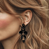 Black Agate Glam Earrings II | Gold - Muze Earrings