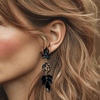Black Agate Leopard Earrings II | Gold - Muze Earrings