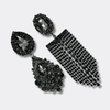Black Grey Strass Earrings | Silver - Muze Earrings