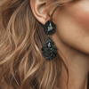 Black Grey Strass Earrings | Silver - Muze Earrings
