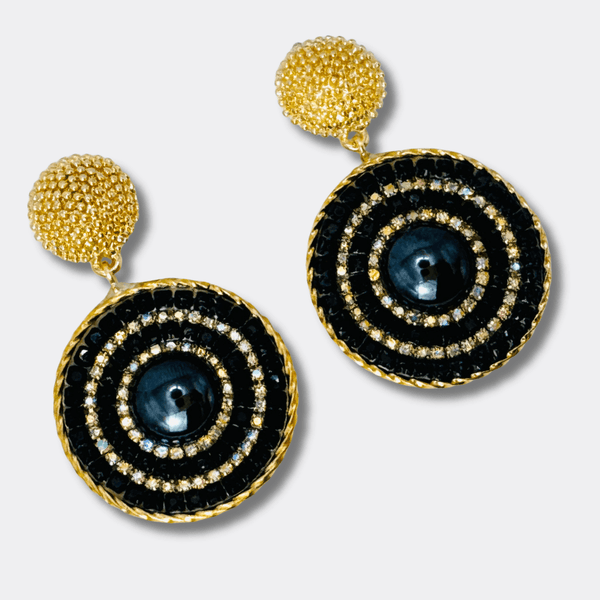Black Luminous Halo Earrings | Gold - Muze Earrings