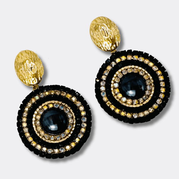 Black Luminous Halo Earrings | Gold - Muze Earrings